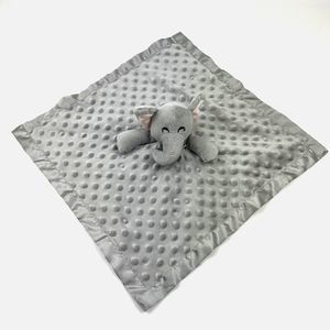 Elephant Lovey Gray Minky Dot Unisex Crinkle Ears Satin Edge Back 16" PRO GOLEEM